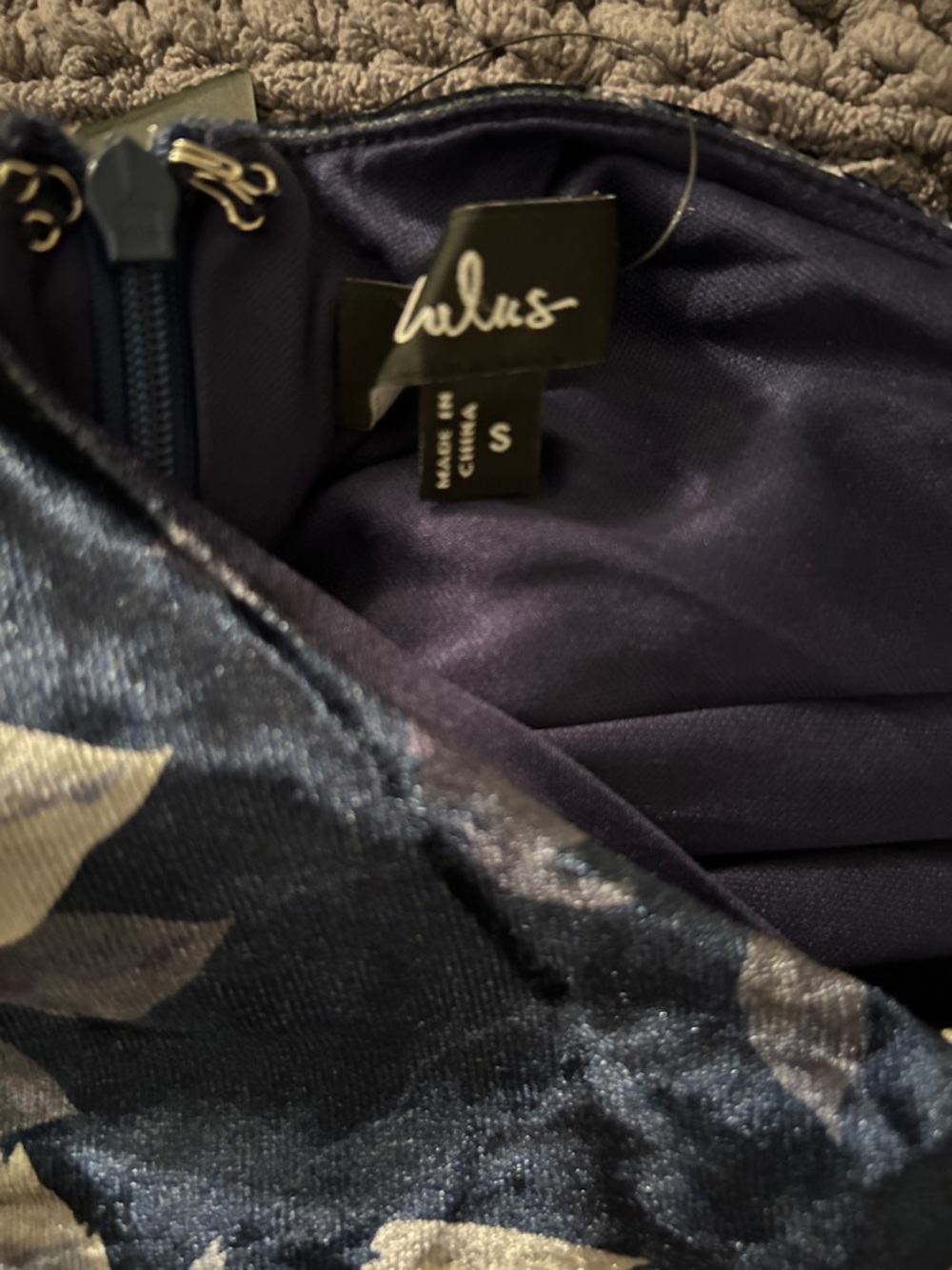 Celestara Navy Floral Velvet Backless Mermaid Maxi Dress - Picture 5 of 5